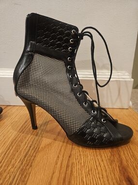 Burju Jezebel Open Toe Lace Up Mesh Ankle Boots, Size 9, Street Sole